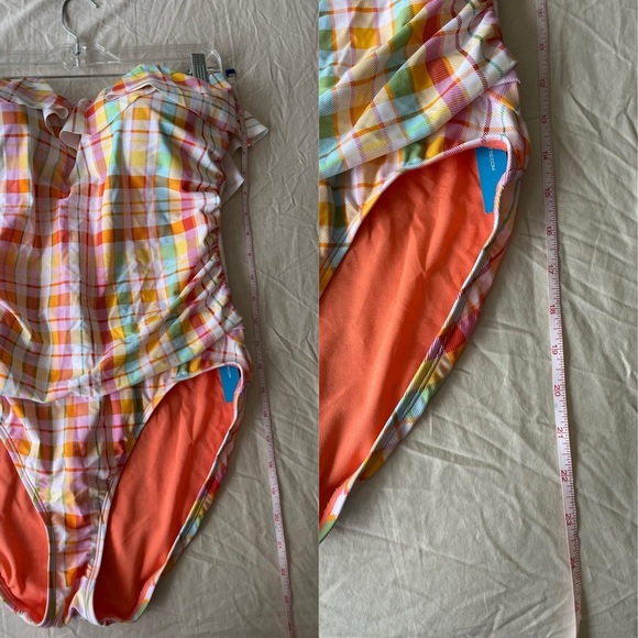 NWT Bleu Rod Beattie Multicolour Plaid Ruffle One-Piece Swimsuit 14 - Picture 14 of 16